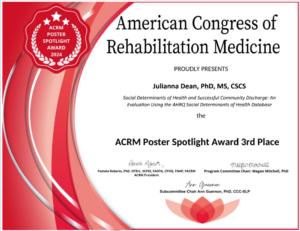 ACRM Poster Presentation Award - Dr. Julianna Dean